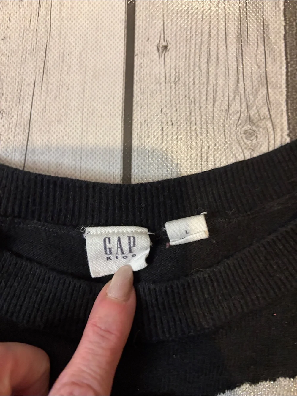 GAP Black Sweater with silver Bow Graphic girls size large